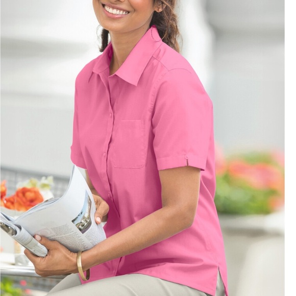 FOXCROFT APPLESEED’S women’s Classic Fit Camp shirt button front bright pink 16 - Picture 1 of 14